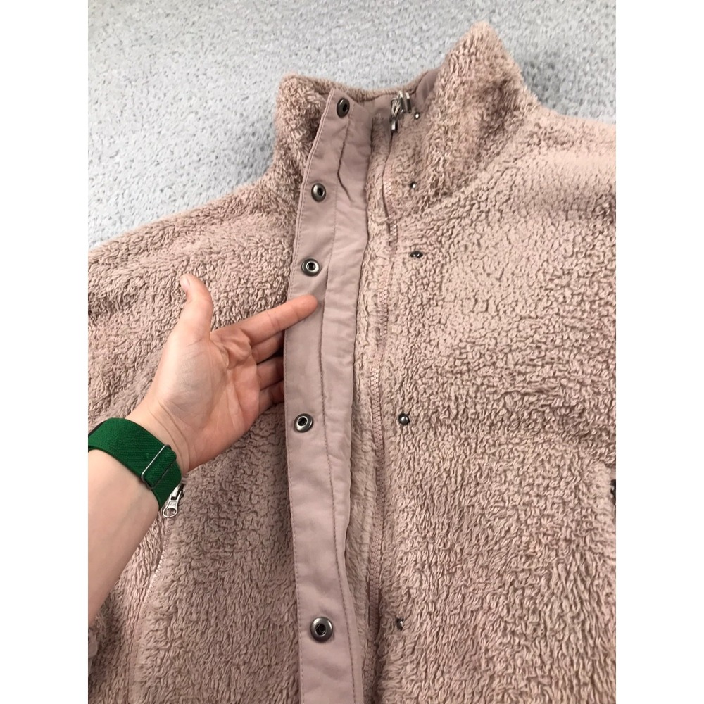 Vuori Cozy Sherpa Jacket Womens M Dusty Rose Fleece Full Zip Snap Up *Flaw - Picture 5 of 13